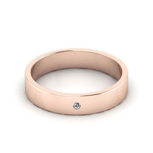 14K Rose Gold 4mm flat diamond wedding band - DELLAFORA