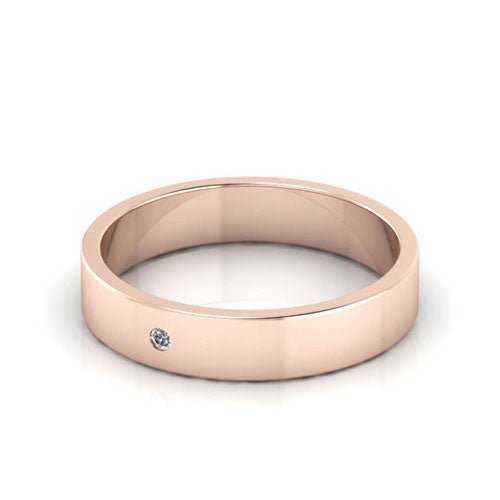 14K Rose Gold 4mm flat diamond wedding band - DELLAFORA