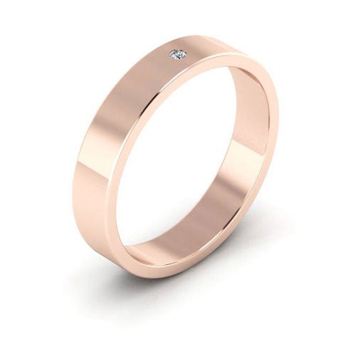14K Rose Gold 4mm flat diamond wedding band - DELLAFORA