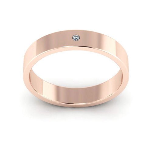 14K Rose Gold 4mm flat diamond wedding band - DELLAFORA