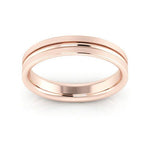14K Rose Gold 4mm grooved design brushed comfort fit wedding band - DELLAFORA