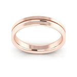 14K Rose Gold 4mm grooved design comfort fit wedding band - DELLAFORA