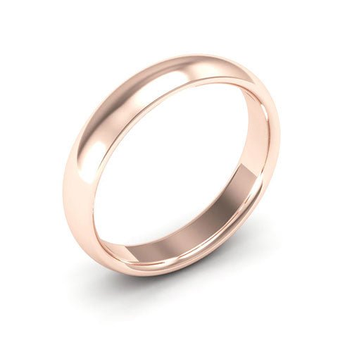 14K Rose Gold 4mm half round comfort fit wedding band - DELLAFORA