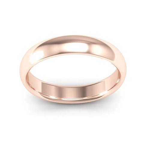 14K Rose Gold 4mm half round comfort fit wedding band - DELLAFORA