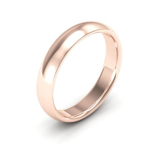 14K Rose Gold 4mm half round comfort fit wedding band - DELLAFORA