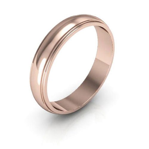 14K Rose Gold 4mm half round edge design wedding band - DELLAFORA