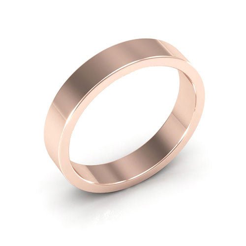 14K Rose Gold 4mm heavy weight flat wedding band - DELLAFORA