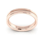 14K Rose Gold 4mm milgrain grooved design comfort fit wedding band - DELLAFORA