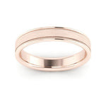 14K Rose Gold 4mm milgrain raised edge design brushed center comfort fit wedding band - DELLAFORA