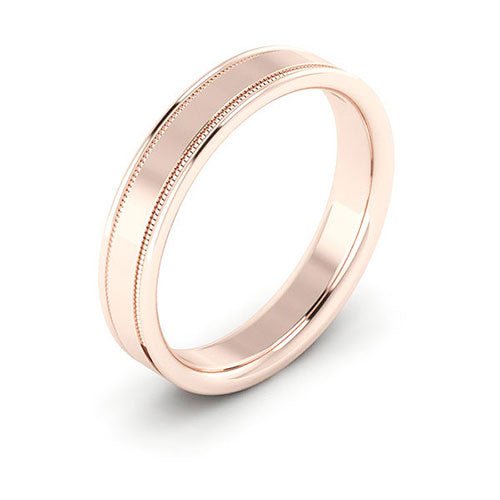 14K Rose Gold 4mm milgrain raised edge design comfort fit wedding band - DELLAFORA