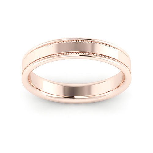 14K Rose Gold 4mm milgrain raised edge design comfort fit wedding band - DELLAFORA