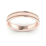 14K Rose Gold 4mm raised edge design brushed center comfort fit wedding band - DELLAFORA