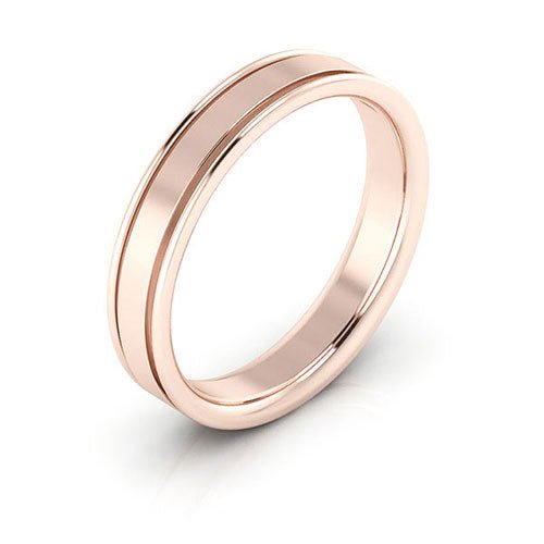 14K Rose Gold 4mm raised edge design comfort fit wedding band - DELLAFORA