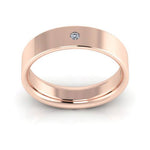 14K Rose Gold 5mm flat comfort fit diamond wedding band - DELLAFORA