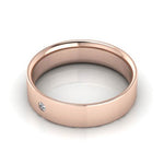 14K Rose Gold 5mm flat comfort fit diamond wedding band - DELLAFORA