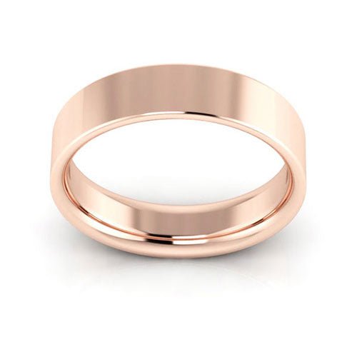 14K Rose Gold 5mm flat comfort fit wedding band - DELLAFORA