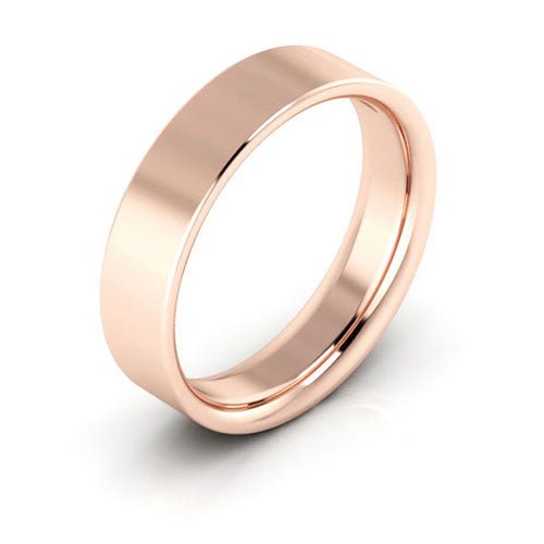 14K Rose Gold 5mm flat comfort fit wedding band - DELLAFORA
