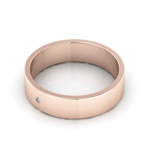 14K Rose Gold 5mm flat diamond wedding band - DELLAFORA