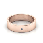 14K Rose Gold 5mm flat diamond wedding band - DELLAFORA