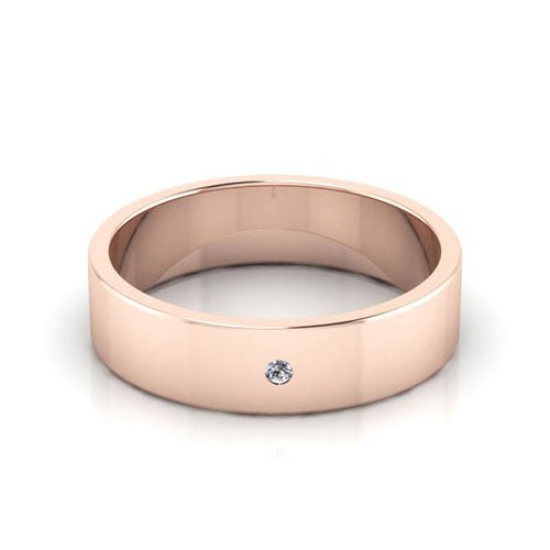 14K Rose Gold 5mm flat diamond wedding band - DELLAFORA