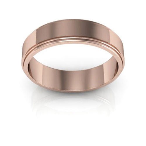14K Rose Gold 5mm flat edge design wedding band - DELLAFORA