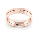 14K Rose Gold 5mm grooved design brushed comfort fit wedding band - DELLAFORA