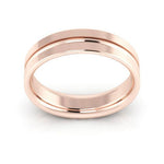14K Rose Gold 5mm grooved design comfort fit wedding band - DELLAFORA
