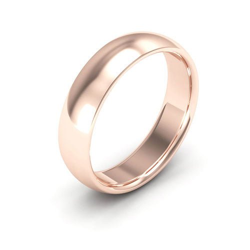 14K Rose Gold 5mm half round comfort fit wedding band - DELLAFORA