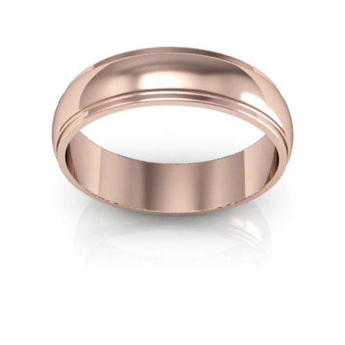14K Rose Gold 5mm half round edge design wedding band - DELLAFORA