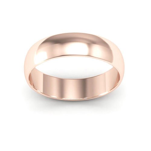 14K Rose Gold 5mm half round wedding band - DELLAFORA