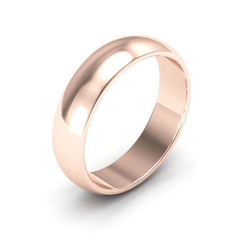 14K Rose Gold 5mm half round wedding band - DELLAFORA