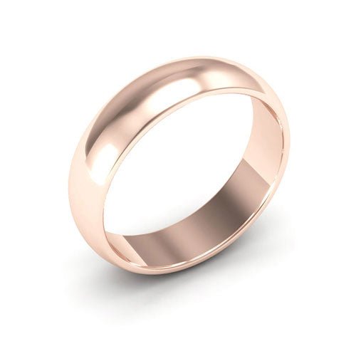 14K Rose Gold 5mm half round wedding band - DELLAFORA