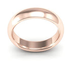 14K Rose Gold 5mm heavy weight half round comfort fit wedding band - DELLAFORA