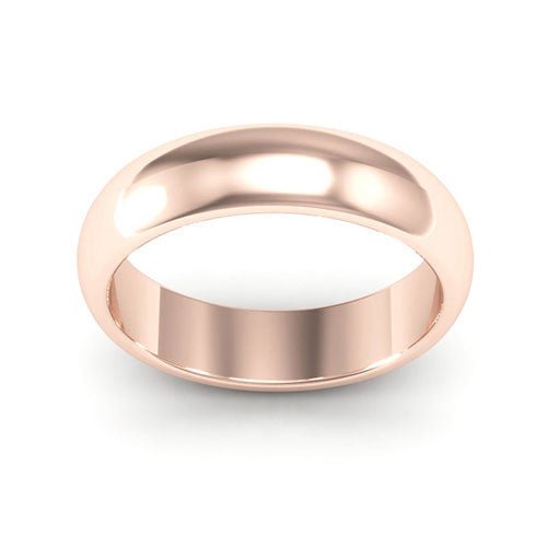 14K Rose Gold 5mm heavy weight half round wedding band - DELLAFORA