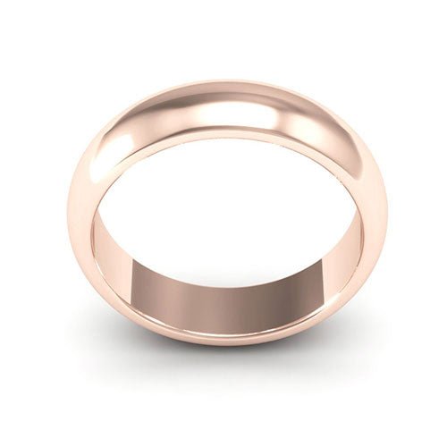 14K Rose Gold 5mm heavy weight half round wedding band - DELLAFORA