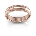 14K Rose Gold 5mm milgrain comfort fit wedding band - DELLAFORA