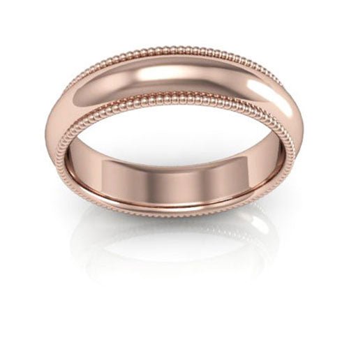 14K Rose Gold 5mm milgrain comfort fit wedding band - DELLAFORA