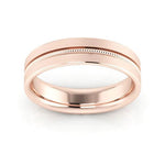 14K Rose Gold 5mm milgrain grooved design brushed comfort fit wedding band - DELLAFORA