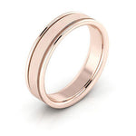 14K Rose Gold 5mm raised edge design brushed center comfort fit wedding band - DELLAFORA
