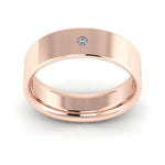 14K Rose Gold 6mm flat comfort fit diamond wedding band - DELLAFORA