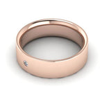 14K Rose Gold 6mm flat comfort fit diamond wedding band - DELLAFORA