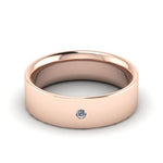 14K Rose Gold 6mm flat comfort fit diamond wedding band - DELLAFORA