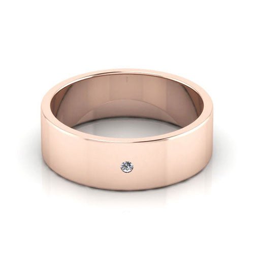 14K Rose Gold 6mm flat diamond wedding band - DELLAFORA