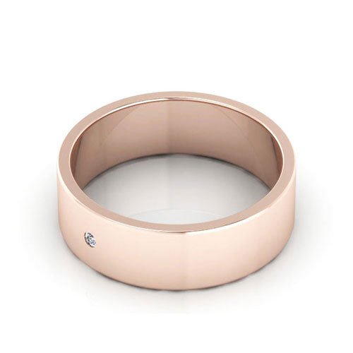 14K Rose Gold 6mm flat diamond wedding band - DELLAFORA