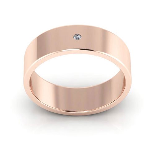 14K Rose Gold 6mm flat diamond wedding band - DELLAFORA