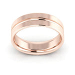 14K Rose Gold 6mm grooved design comfort fit wedding band - DELLAFORA