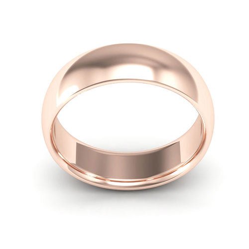 14K Rose Gold 6mm half round comfort fit wedding band - DELLAFORA