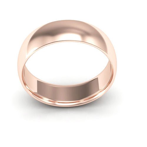 14K Rose Gold 6mm half round comfort fit wedding band - DELLAFORA