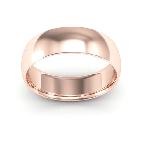 14K Rose Gold 6mm half round comfort fit wedding band - DELLAFORA