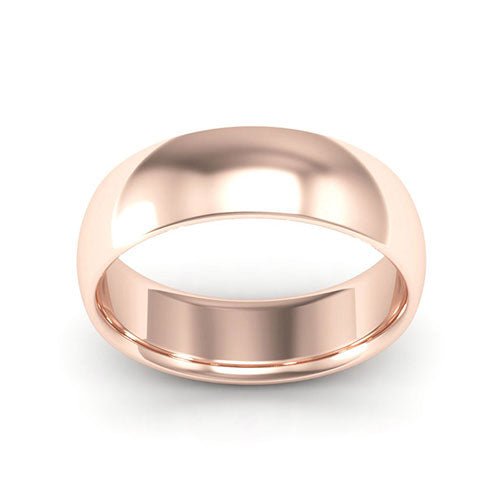14K Rose Gold 6mm half round comfort fit wedding band - DELLAFORA